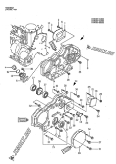  Двигатель Yanmar 3TN100L-YBA, узел -  Корпус редуктора 