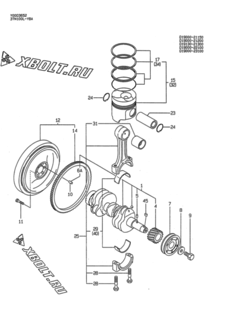  Двигатель Yanmar 3TN100L-YBA, узел -  Коленвал и поршень 