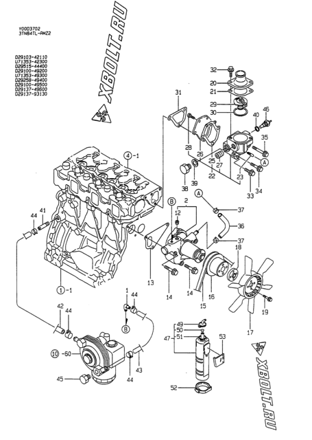  Система водяного охлаждения двигателя Yanmar 3TN84TL-RMZ2