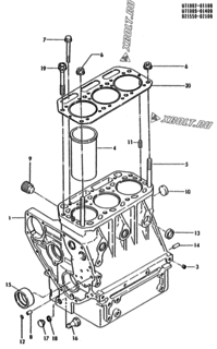  Двигатель Yanmar 3T75HL-HKS, узел -  Блок цилиндров 