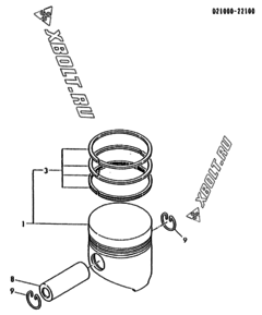  Двигатель Yanmar 3T72HL-HKS, узел -  Поршень 
