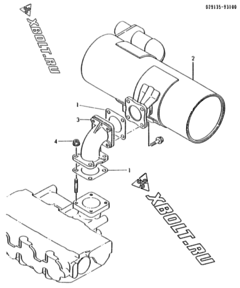  Двигатель Yanmar 3TN84L-RFAVM, узел -  Глушитель 