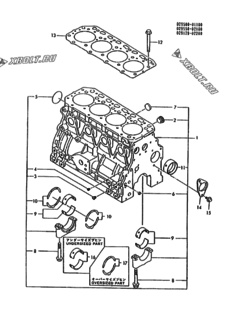  Двигатель Yanmar 4TNA78TL-RFA, узел -  Блок цилиндров 