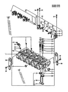  Двигатель Yanmar 4TNA78TL-RFA, узел -  Головка блока цилиндров (ГБЦ) 