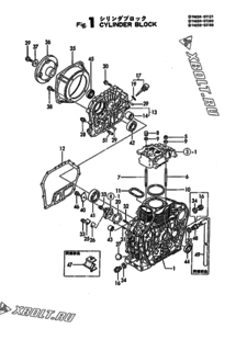  Двигатель Yanmar L90DEHK, узел -  Блок цилиндров 