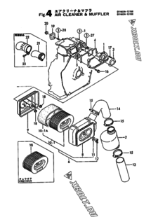  Двигатель Yanmar L90DEHK, узел -  Воздушный фильтр и глушитель 