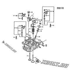  Двигатель Yanmar DGY17, узел -  Головка блока цилиндров (ГБЦ) 
