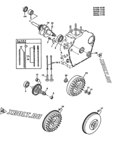  Двигатель Yanmar DGY17-E, узел -  Коленвал, распредвал и подшипники 