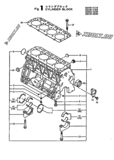  Двигатель Yanmar 4TN82TL-RDGD, узел -  Блок цилиндров 