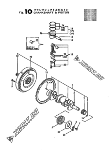  Двигатель Yanmar 4TN82TL-RDGD, узел -  Коленвал и поршень 