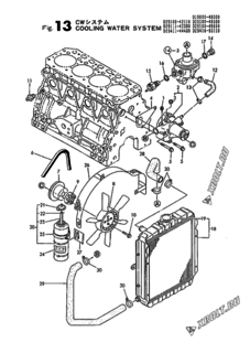  Двигатель Yanmar 4TN82TL-RDGD, узел -  Система водяного охлаждения 