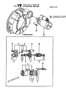  Двигатель Yanmar 4TN82TL-RDGD, узел -  Стартер 