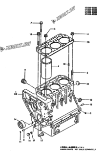  Двигатель Yanmar 3T75HL-HKSB, узел -  Блок цилиндров 