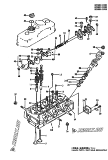  Двигатель Yanmar 3T75HL-HKSA, узел -  Головка блока цилиндров (ГБЦ) 