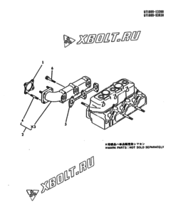  Двигатель Yanmar 3T75HL-HKSA, узел -  Выпускной коллектор 