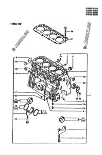  Двигатель Yanmar 4TN82L-RNF, узел -  Блок цилиндров 