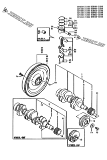  Двигатель Yanmar 3TN82L-RNF, узел -  Коленвал и поршень 