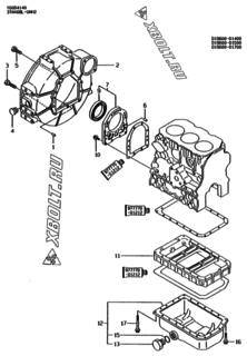  Двигатель Yanmar 3TNA68L-UNH2, узел -  Крепежный фланец и масляный картер 
