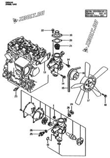 Двигатель Yanmar 3TNA68L-UNH2, узел -  Водяная помпа 