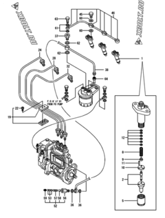  Двигатель Yanmar 3TN78L-RGN, узел -  Форсунка 