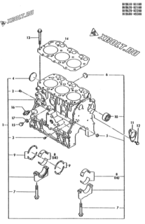  Двигатель Yanmar 3TNA72L-UKS, узел -  Блок цилиндров 