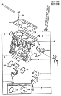 Двигатель Yanmar 3TN84L-RNKH, узел -  Блок цилиндров 