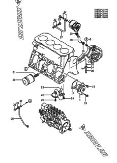  Двигатель Yanmar 4TN100L-TQ, узел -  Система смазки 