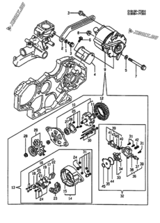  Двигатель Yanmar 4TN100L-TQ, узел -  Генератор 