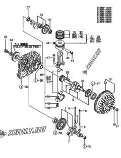  Двигатель Yanmar L70ADEDMK, узел -  Коленвал, поршень и распредвал 