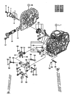  Двигатель Yanmar L60ADEDMK, узел -  Масляный насос и регулятор оборотов 