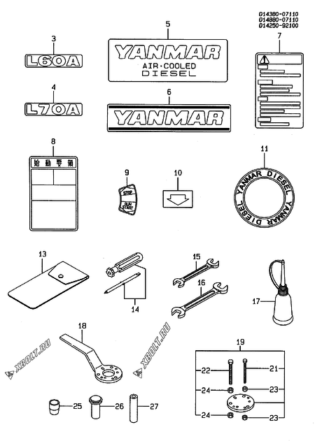  Инструменты и шильды двигателя Yanmar L70ADEDMK