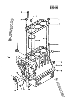  Двигатель Yanmar 3T75HL-DCSS, узел -  Блок цилиндров 