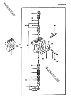  Двигатель Yanmar 3T75HL-DC, узел -  Топливный насос высокого давления (ТНВД) 
