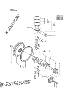 Двигатель Yanmar 4TN82L-RNKVM, узел -  Коленвал и поршень 