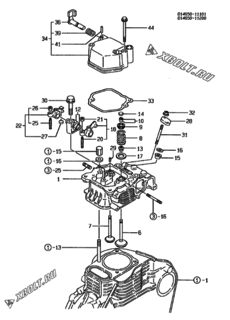  Двигатель Yanmar L100ADEVSA, узел -  Головка блока цилиндров (ГБЦ) 