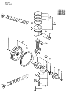  Двигатель Yanmar 3TN63L-UNH2, узел -  Коленвал и поршень 