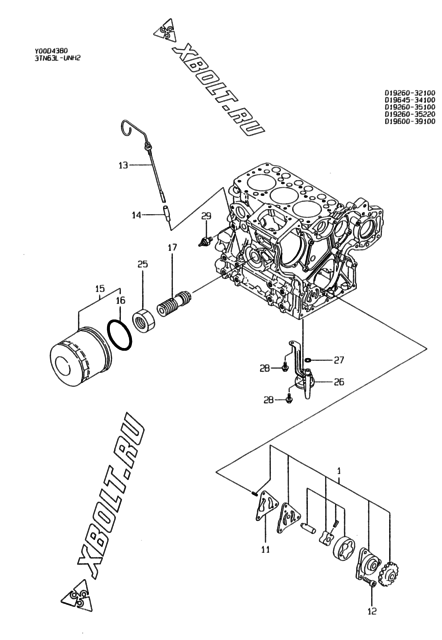  Система смазки двигателя Yanmar 3TN63L-UNH2