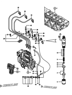  Двигатель Yanmar 3TN75L-RNH2, узел -  Форсунка 