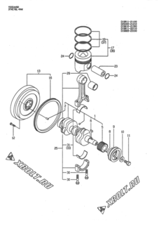  Двигатель Yanmar 3TNC78L-RHK, узел -  Коленвал и поршень 