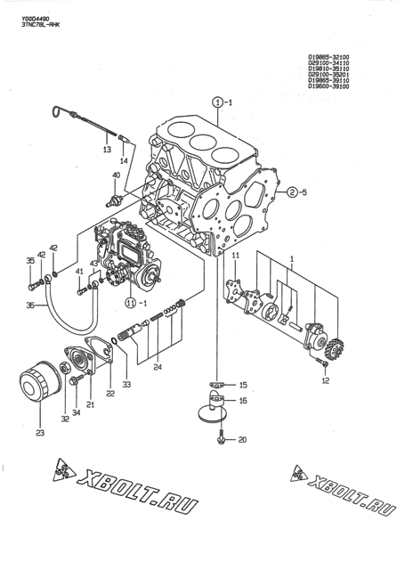  Система смазки двигателя Yanmar 3TNC78L-RHK