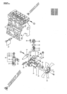  Двигатель Yanmar 3TNC78L-RHK, узел -  Система водяного охлаждения 
