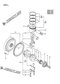  Двигатель Yanmar 3TN100L-MK, узел -  Коленвал и поршень 