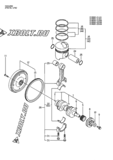  Двигатель Yanmar 3TNA72L-UTBZ, узел -  Коленвал и поршень 