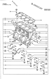  Двигатель Yanmar 4TN100L-PS, узел -  Блок цилиндров 