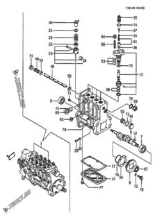  Двигатель Yanmar 4TN100TL-MCC, узел -  Топливный насос высокого давления (ТНВД) 