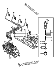  Двигатель Yanmar 4TN100TL-MCC, узел -  Форсунка 