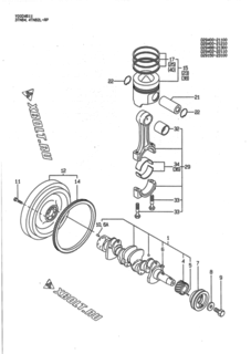  Двигатель Yanmar 4TN82L-RP, узел -  Коленвал и поршень 