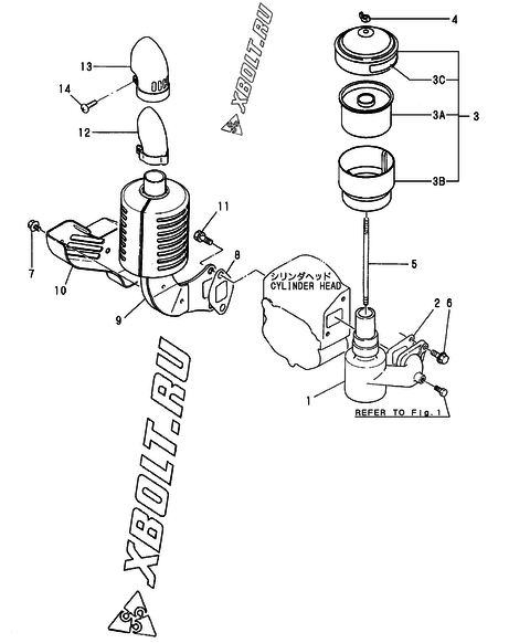  Воздушный фильтр и глушитель двигателя Yanmar NFAD6-LIK3