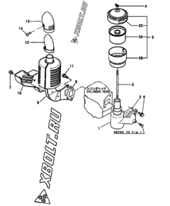  Двигатель Yanmar NFAD6-LIK3, узел -  Воздушный фильтр и глушитель 