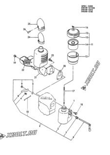  Двигатель Yanmar NFAD7-LIK3, узел -  Воздушный фильтр и глушитель 